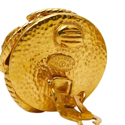 Chanel CC Logo Gripoix Vintage Earrings Gold Blue Plated — view 4