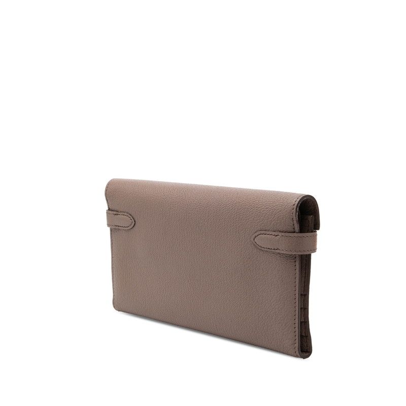 Hermes Kelly Wallet Gray Silver Chevre — view 2