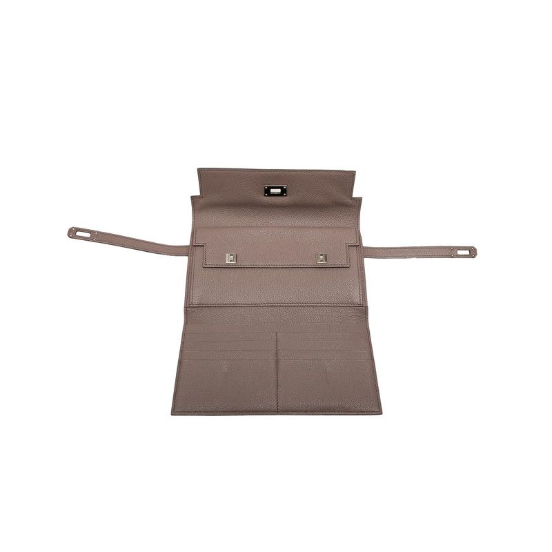 Hermes Kelly Wallet Gray Silver Chevre — view 4