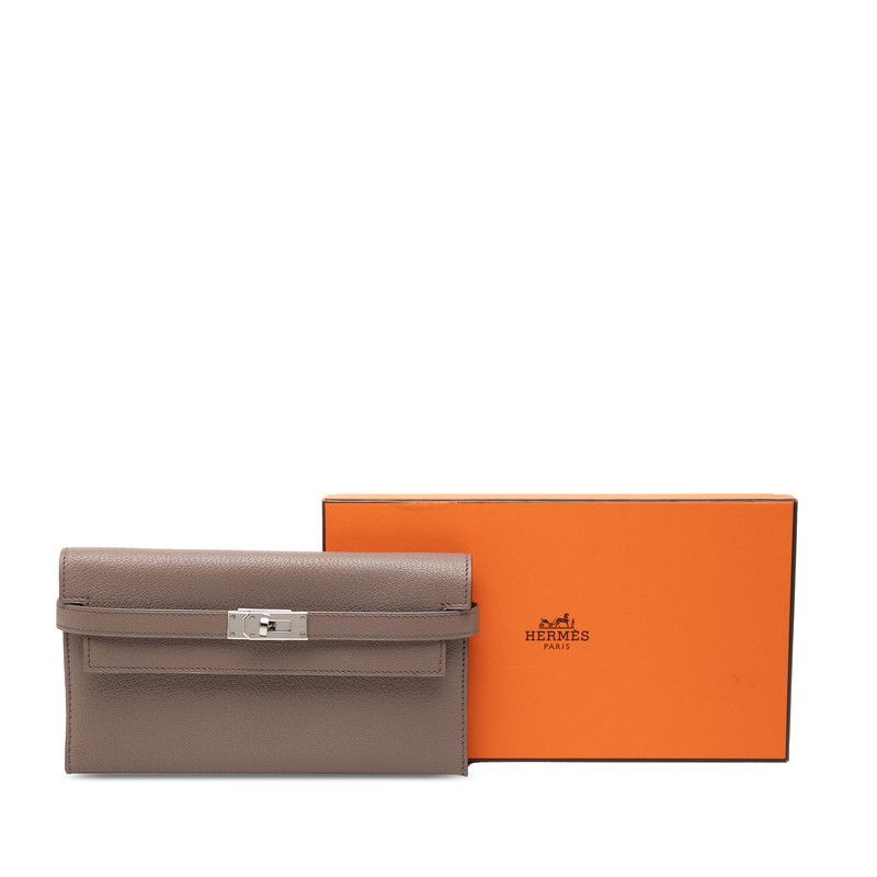 Hermes Kelly Wallet Gray Silver Chevre — view 8
