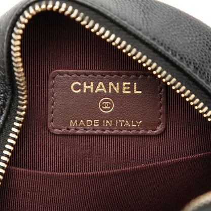 Chanel CC Logo Quilted Chain Shoulder Bag Black Caviar Leather — view 5