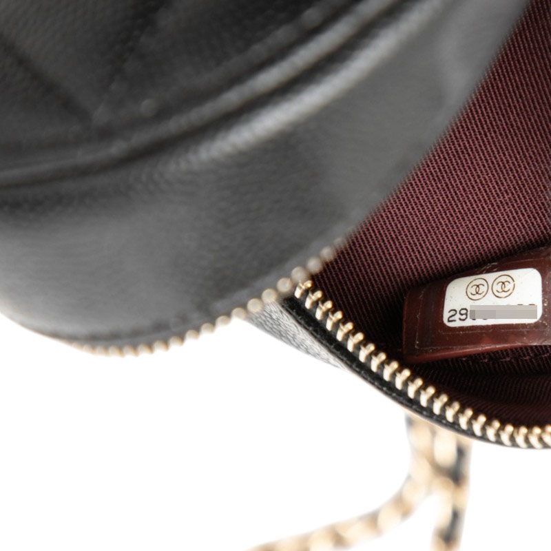 Chanel CC Logo Quilted Chain Shoulder Bag Black Caviar Leather — view 6