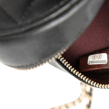 Chanel CC Logo Quilted Chain Shoulder Bag Black Caviar Leather — view 6