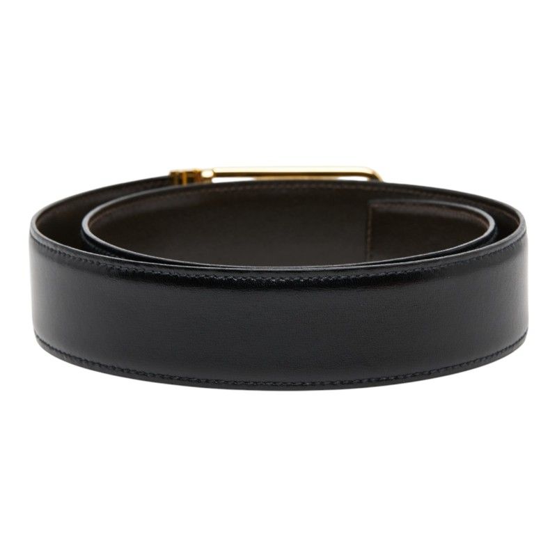 Celine Horse Carriage Vintage Motif Belt Black Brown Gold Leather Plated — view 3