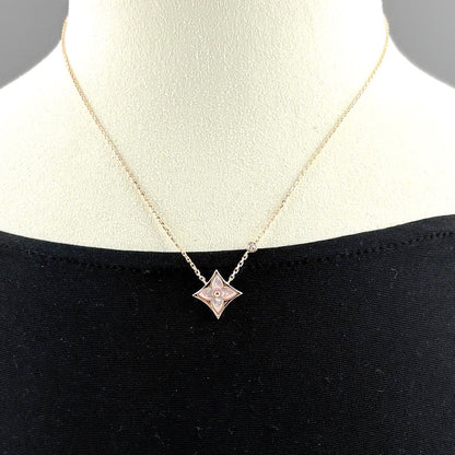 Louis Vuitton Star Blossom BB Necklace PG Pink Gold Pendant Pave Diamond Mother — view 5