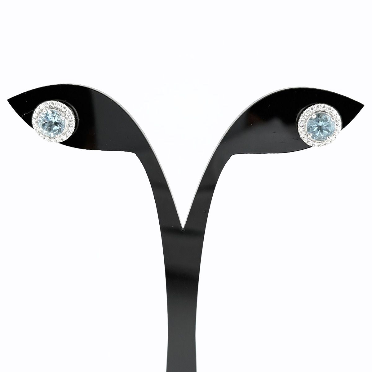 Tiffany & Co Solesto Earrings Platinum Aquamarine Pave Diamond