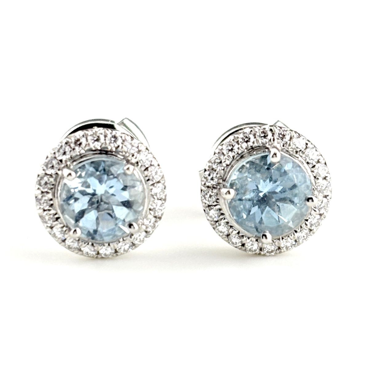 Tiffany & Co Solesto Earrings Platinum Aquamarine Pave Diamond — view 4