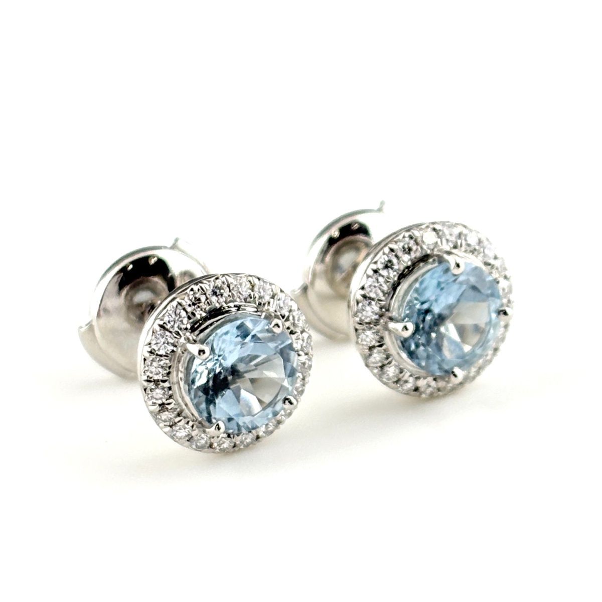 Tiffany & Co Solesto Earrings Platinum Aquamarine Pave Diamond — view 5