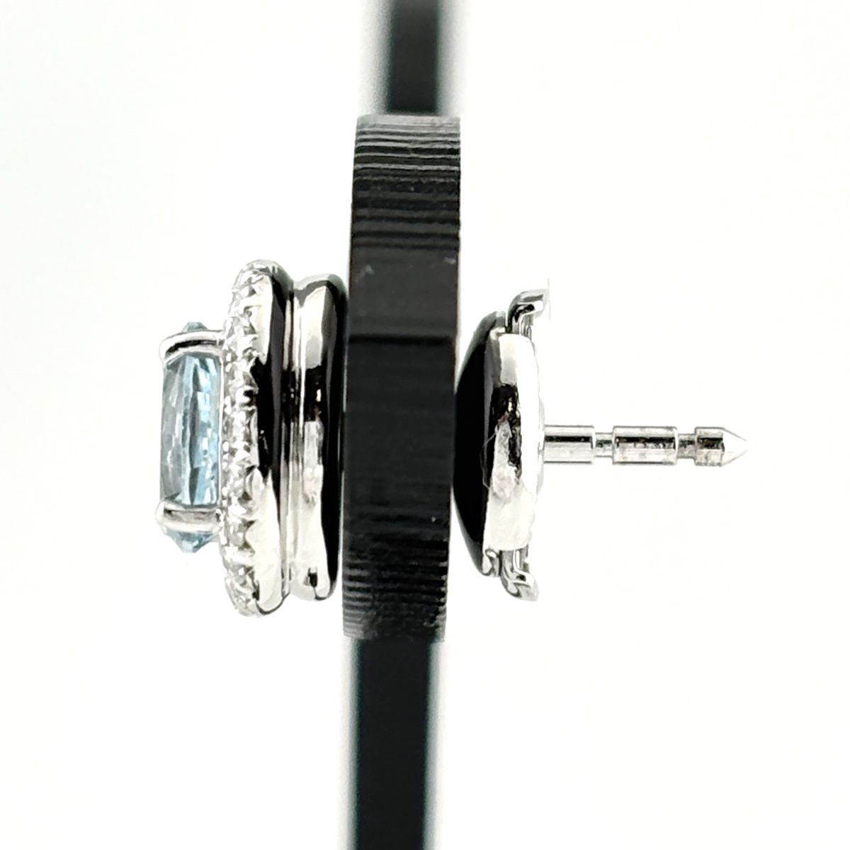Tiffany & Co Solesto Earrings Platinum Aquamarine Pave Diamond — view 3