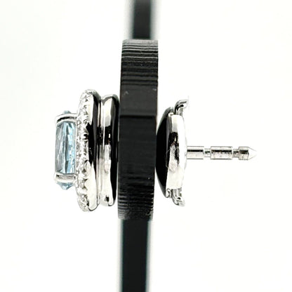 Tiffany & Co Solesto Earrings Platinum Aquamarine Pave Diamond — view 3