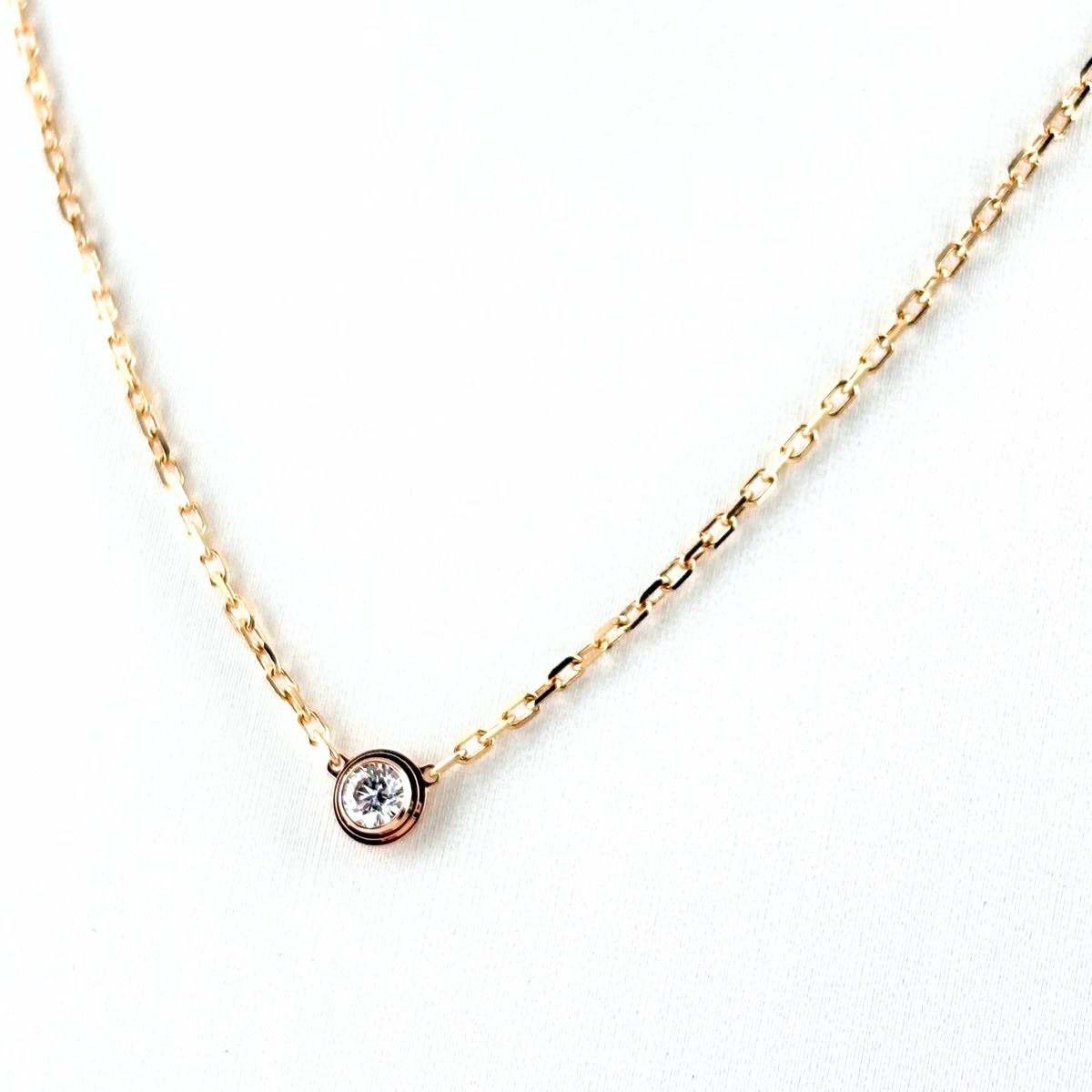 Cartier d'Amour Necklace PG Pink Gold Pendant Pave Diamond SM