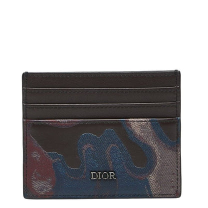 Dior Peter Doig Logo Card Case Brown Leather