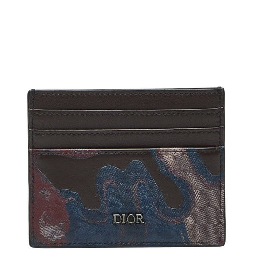 Dior Peter Doig Logo Card Case Brown Leather