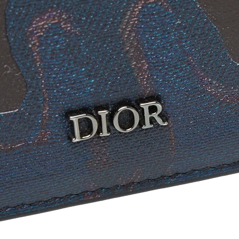 Dior Peter Doig Logo Card Case Brown Leather — view 6