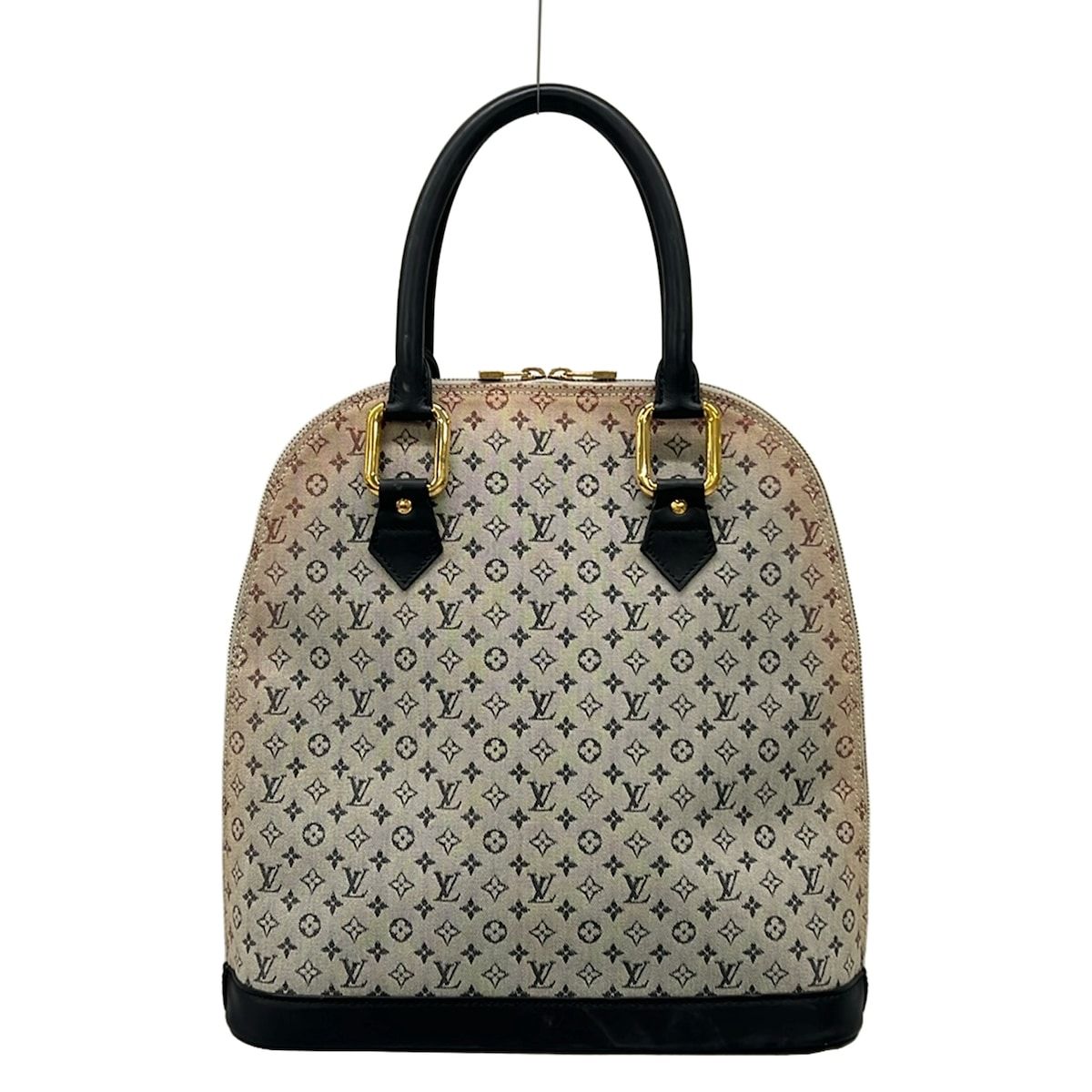 Louis Vuitton Handbag Monogram Mini Alma Blue Cotton Leather