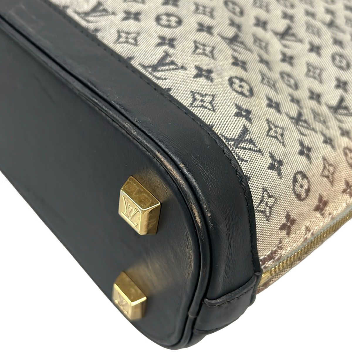 Louis Vuitton Handbag Monogram Mini Alma Blue Cotton Leather — view 6