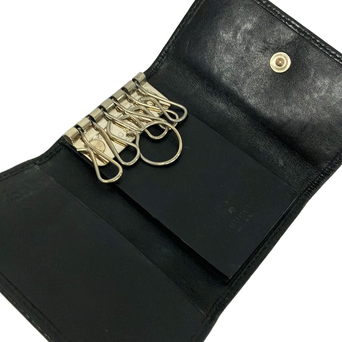 Gucci Key Case Guccissima Line Black 6 Hook Leather Key Holder — view 3