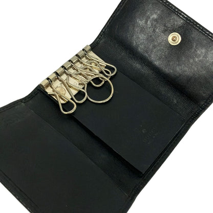Gucci Key Case Guccissima Line Black 6 Hook Leather Key Holder — view 3