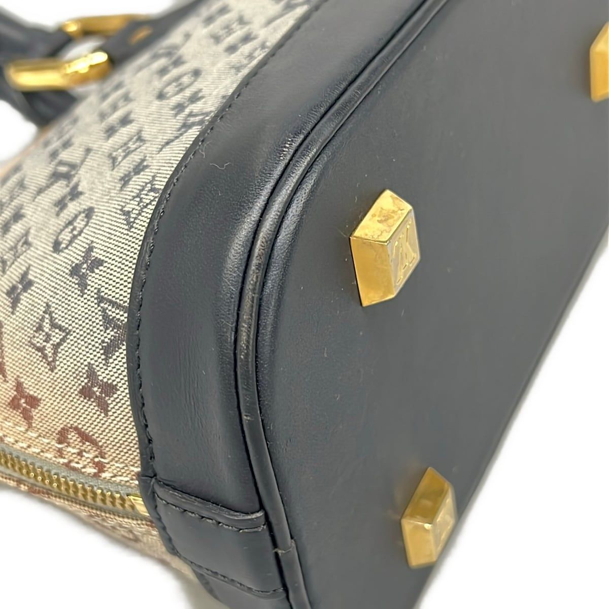 Louis Vuitton Handbag Monogram Mini Alma Long Blue Cotton Leather — view 6