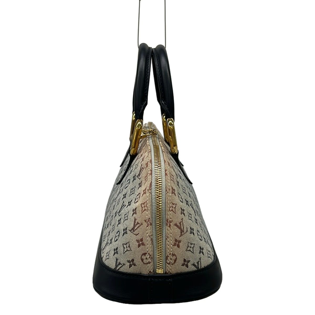 Louis Vuitton Handbag Monogram Mini Alma Long Blue Cotton Leather — view 4