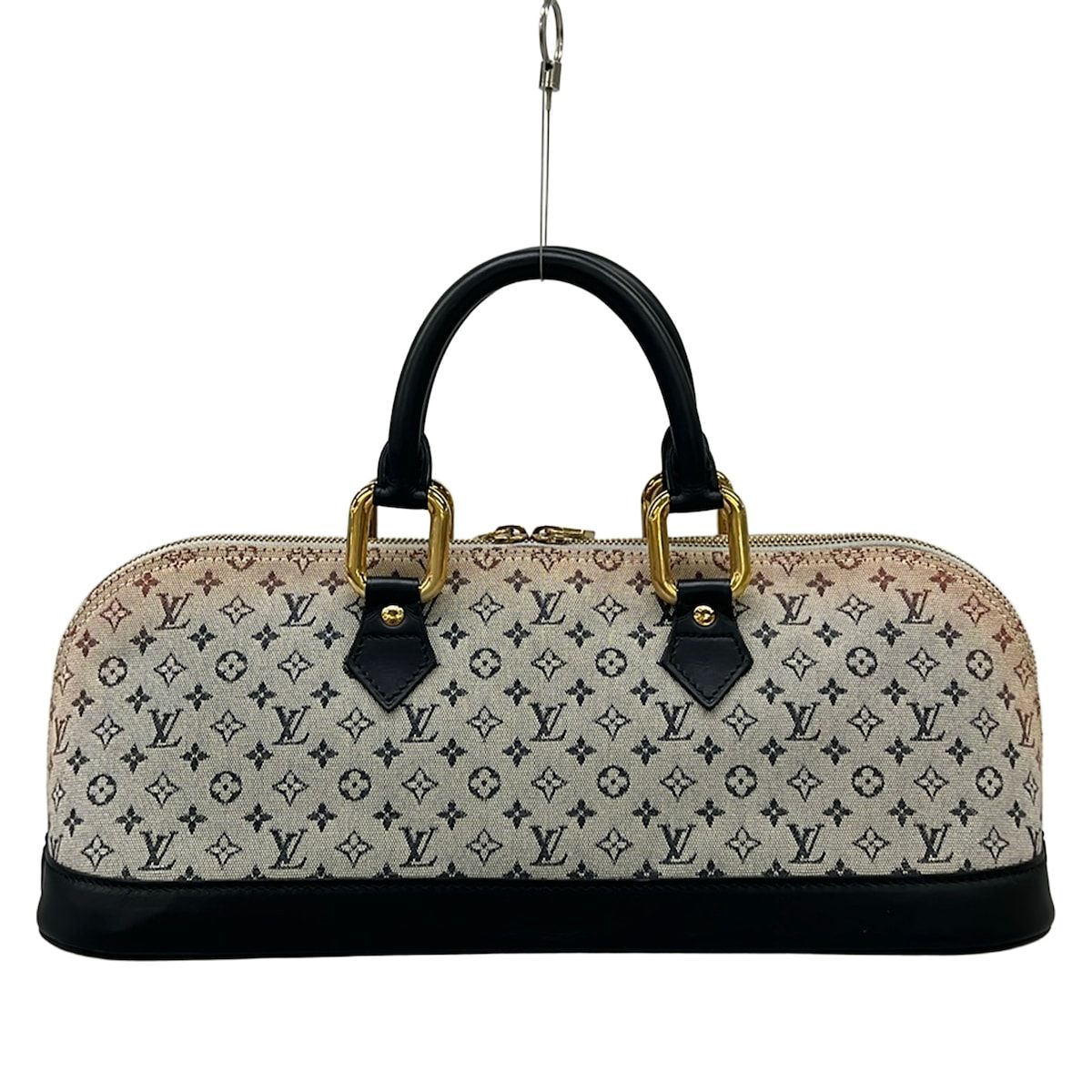 Louis Vuitton Handbag Monogram Mini Alma Long Blue Cotton Leather — view 3
