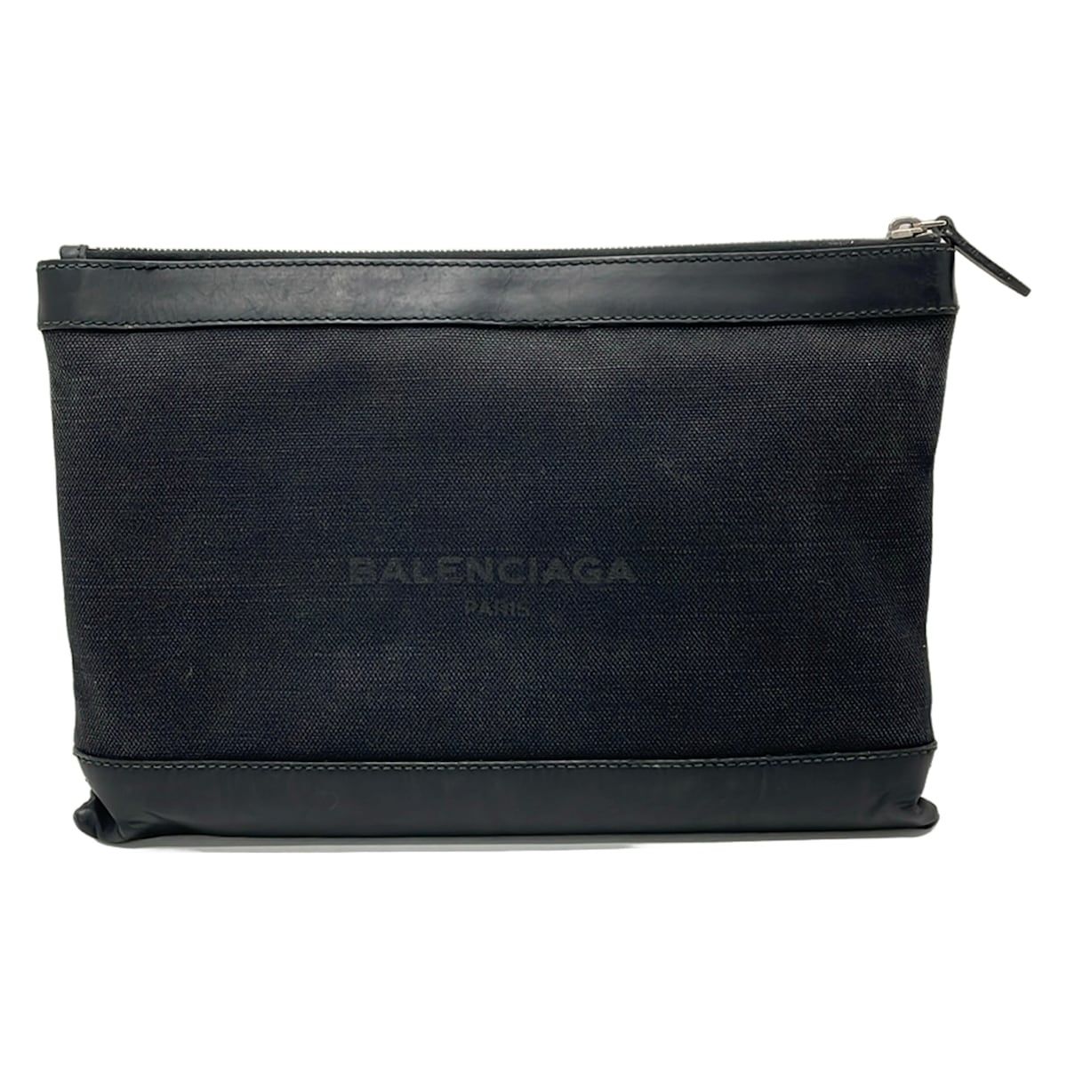 Balenciaga Clutch Navy Clip M Black Leather