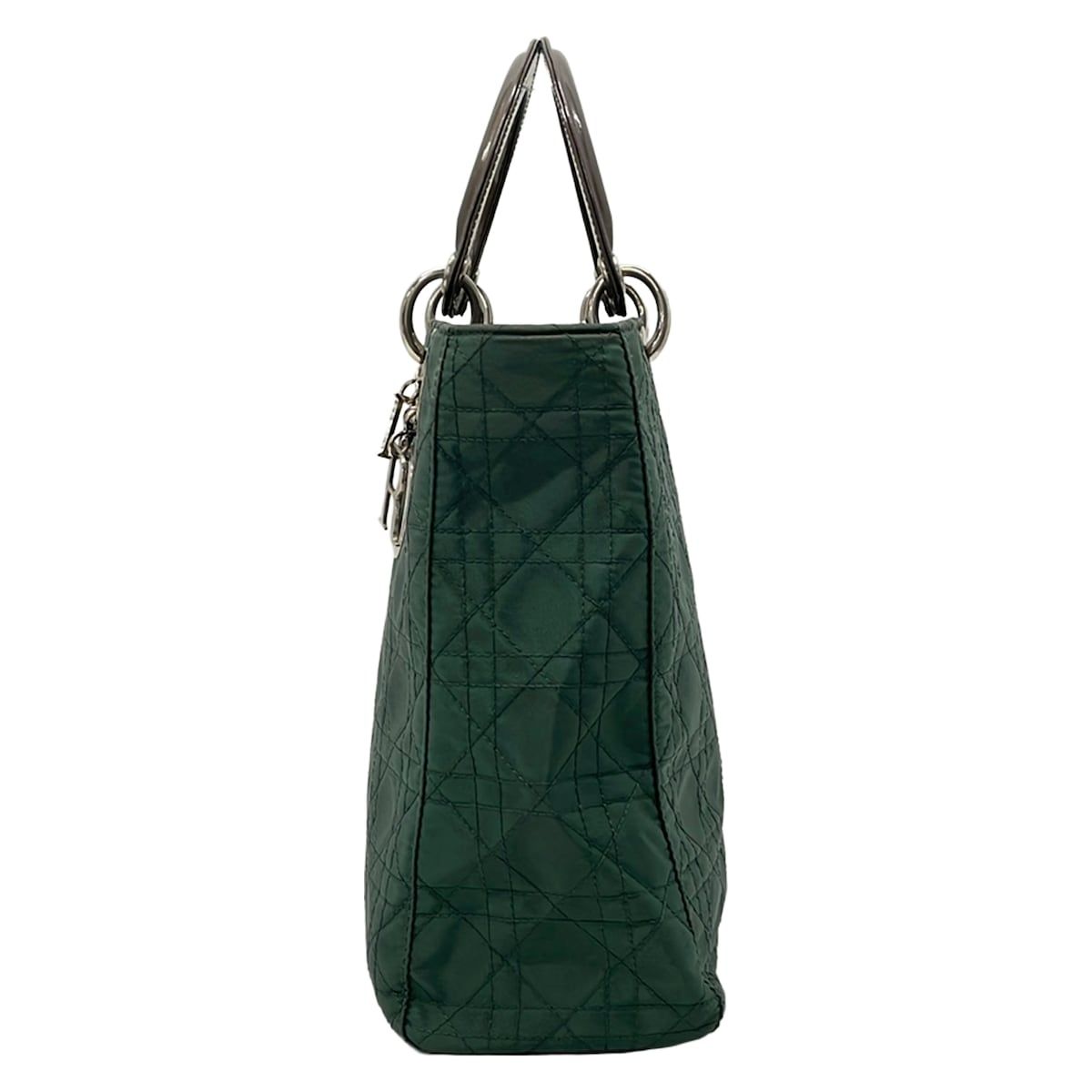 Dior Handbag Lady Large Bag Dark Green Brown Leather — view 2