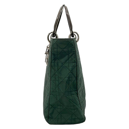 Dior Handbag Lady Large Bag Dark Green Brown Leather — view 2