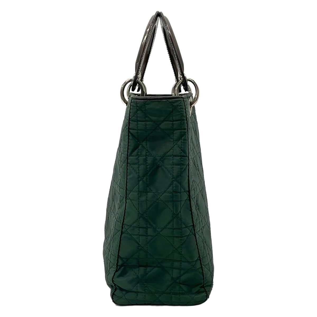 Dior Handbag Lady Large Bag Dark Green Brown Leather — view 4