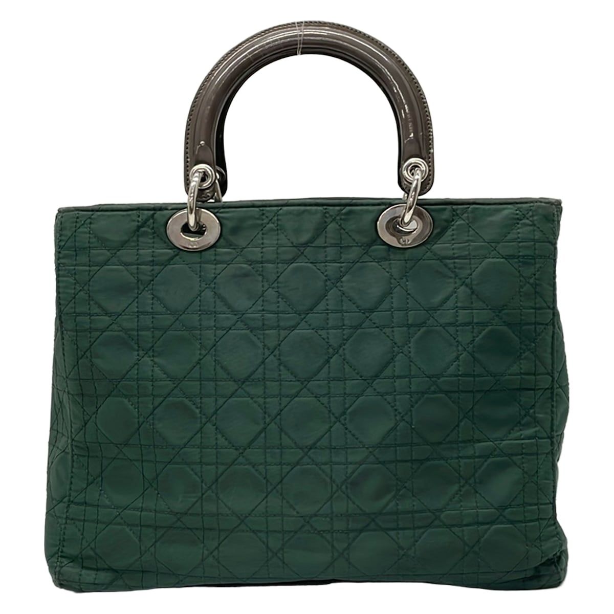 Dior Handbag Lady Large Bag Dark Green Brown Leather — view 3