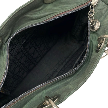 Dior Handbag Lady Large Bag Dark Green Brown Leather — view 7
