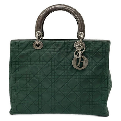 Dior Handbag Lady Large Bag Dark Green Brown Leather