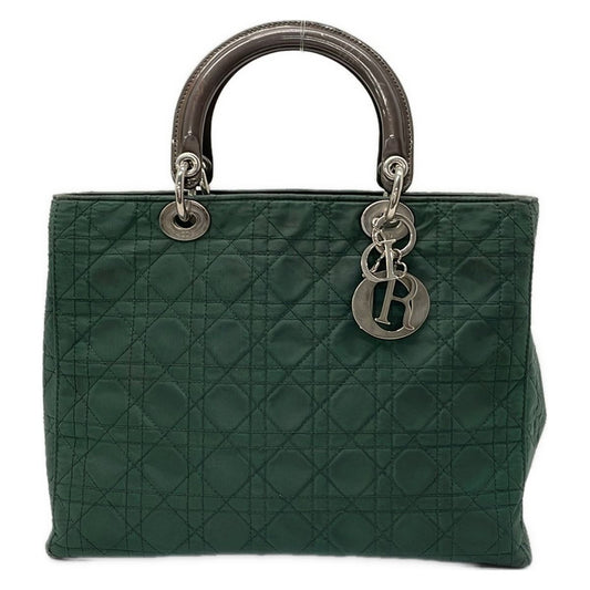 Dior Handbag Lady Large Bag Dark Green Brown Leather