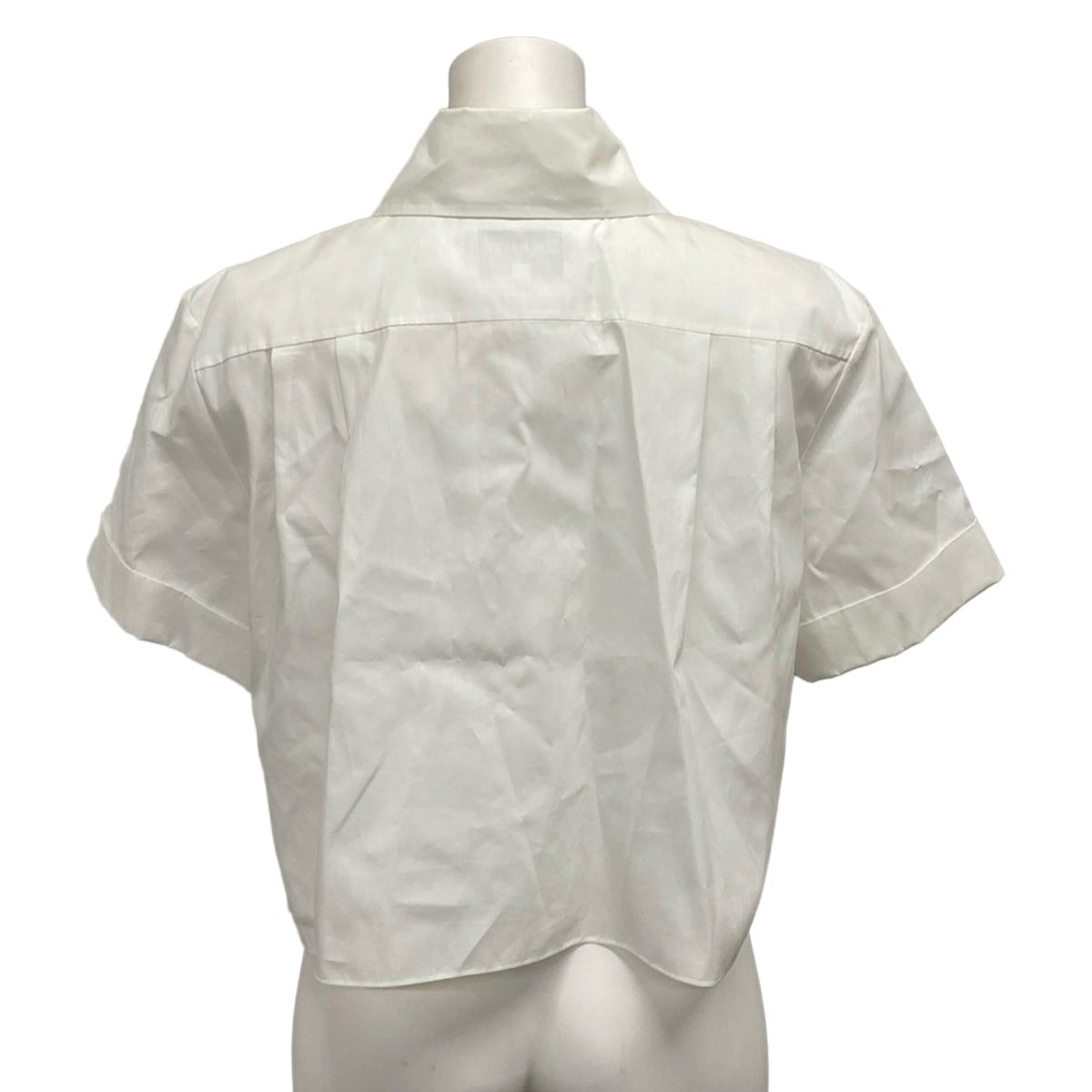 Chanel Short Sleeve Shirt Blouse 36 S White Black Short Length Logo Cotton — view 2