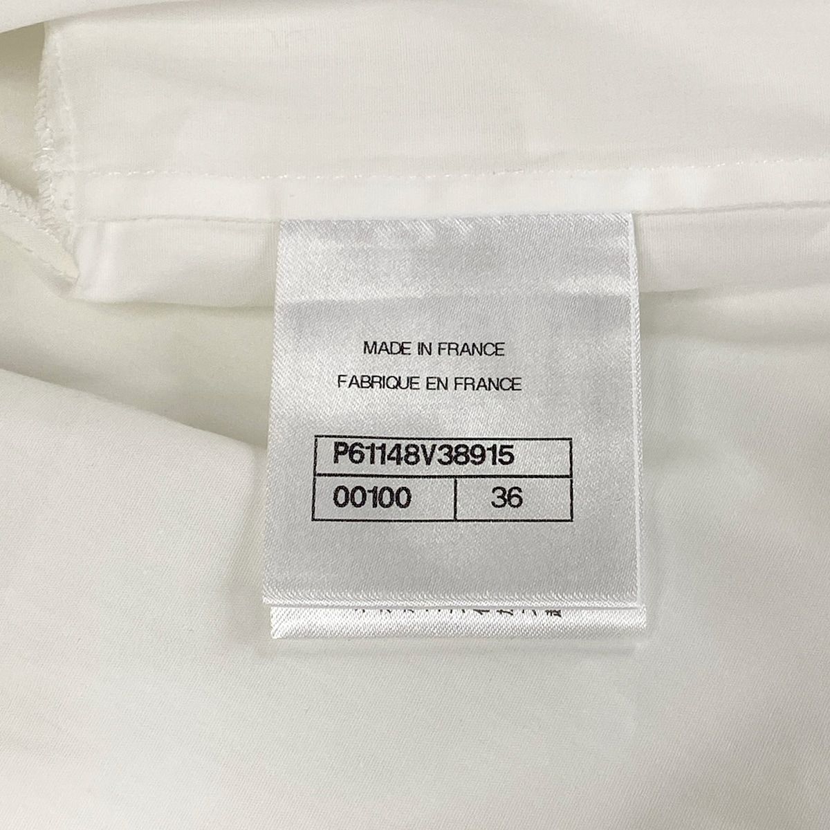 Chanel Short Sleeve Shirt Blouse 36 S White Black Short Length Logo Cotton — view 4