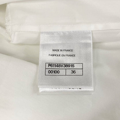 Chanel Short Sleeve Shirt Blouse 36 S White Black Short Length Logo Cotton — view 4