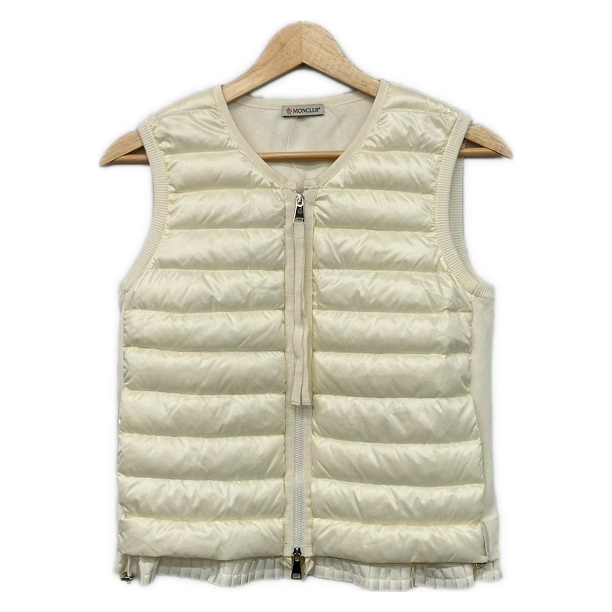 Moncler Down Vest XS Maglione Tricot Gilet Ivory