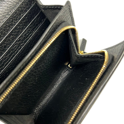 Gucci Bifold Wallet Double Bicolor Compact GG Supreme Beige Ebony Black Leather — view 5