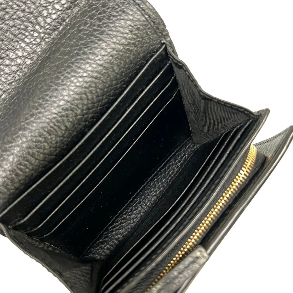 Gucci Bifold Wallet Double Bicolor Compact GG Supreme Beige Ebony Black Leather — view 4