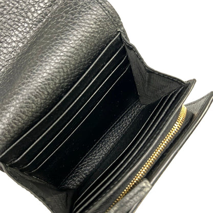 Gucci Bifold Wallet Double Bicolor Compact GG Supreme Beige Ebony Black Leather — view 4