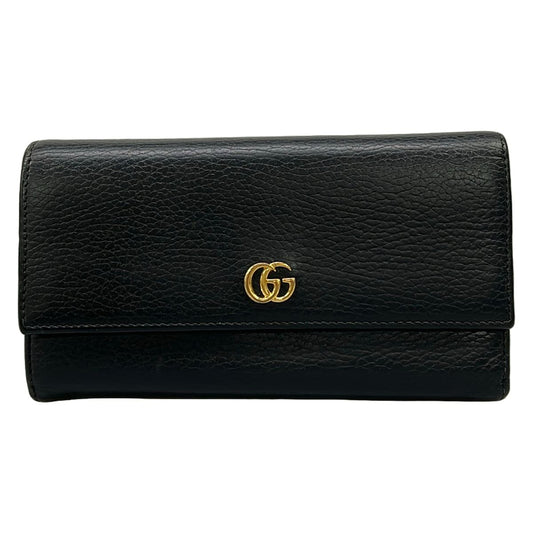 Gucci Wallet Double Continental GG Marmont Black Leather