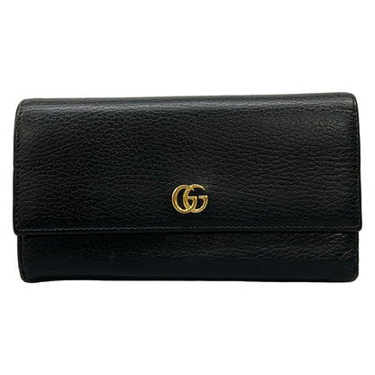 Gucci Wallet Double Continental GG Marmont Black Leather