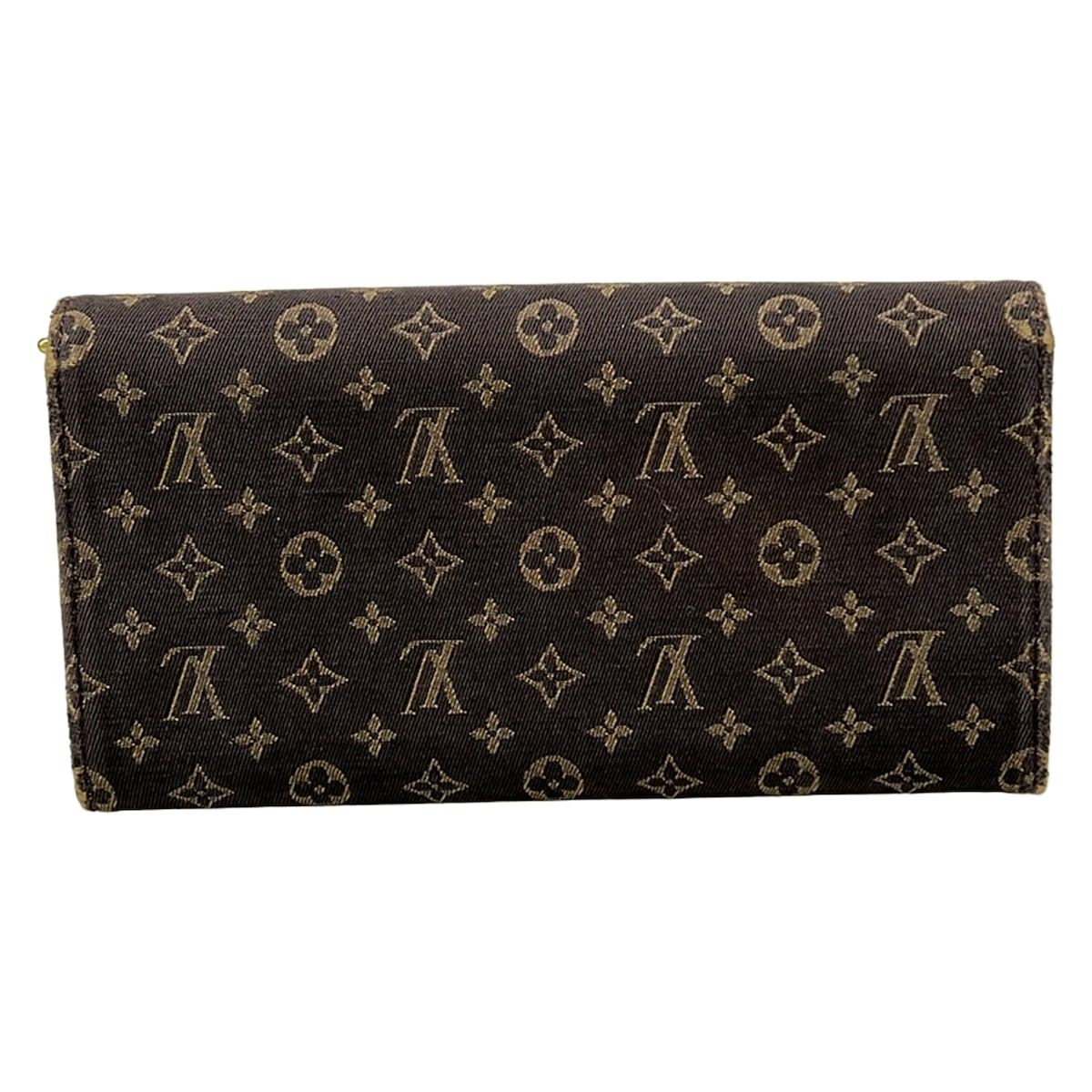 Louis Vuitton Wallet Monogram Mini Lin Portefeuille Sarah Ebene Cotton Linen — view 2