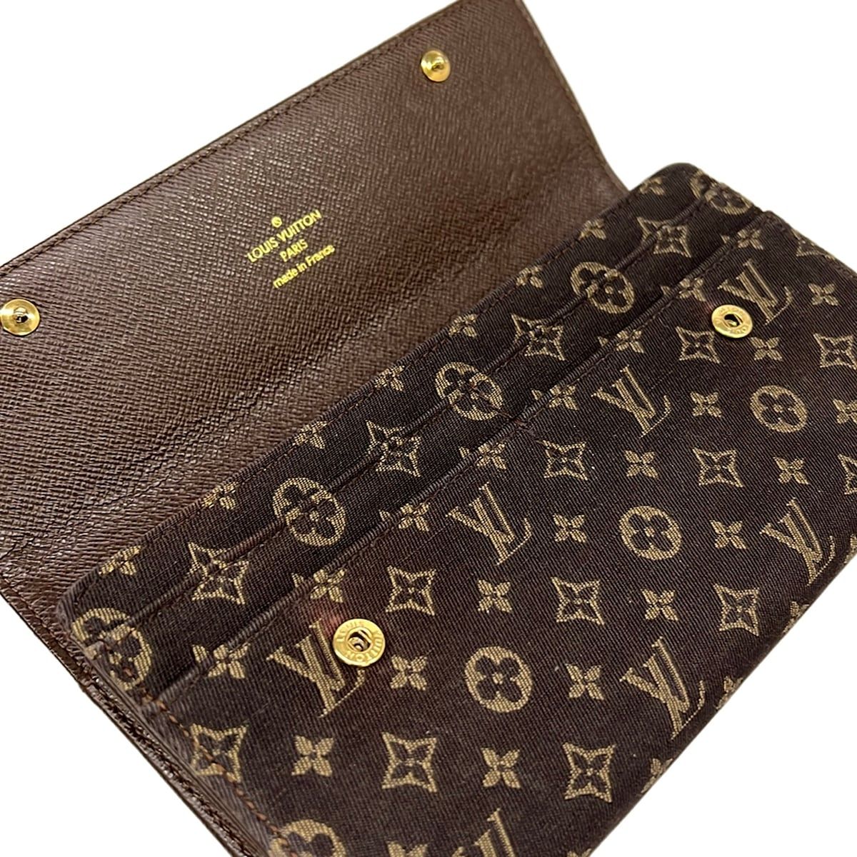 Louis Vuitton Wallet Monogram Mini Lin Portefeuille Sarah Ebene Cotton Linen — view 3