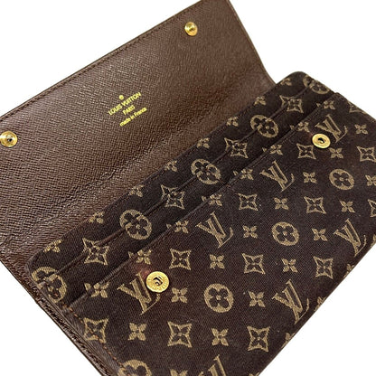 Louis Vuitton Wallet Monogram Mini Lin Portefeuille Sarah Ebene Cotton Linen — view 3