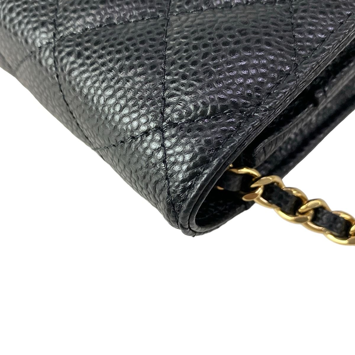 Chanel Wallet Quilted Black Chain Gold Metal — view 8