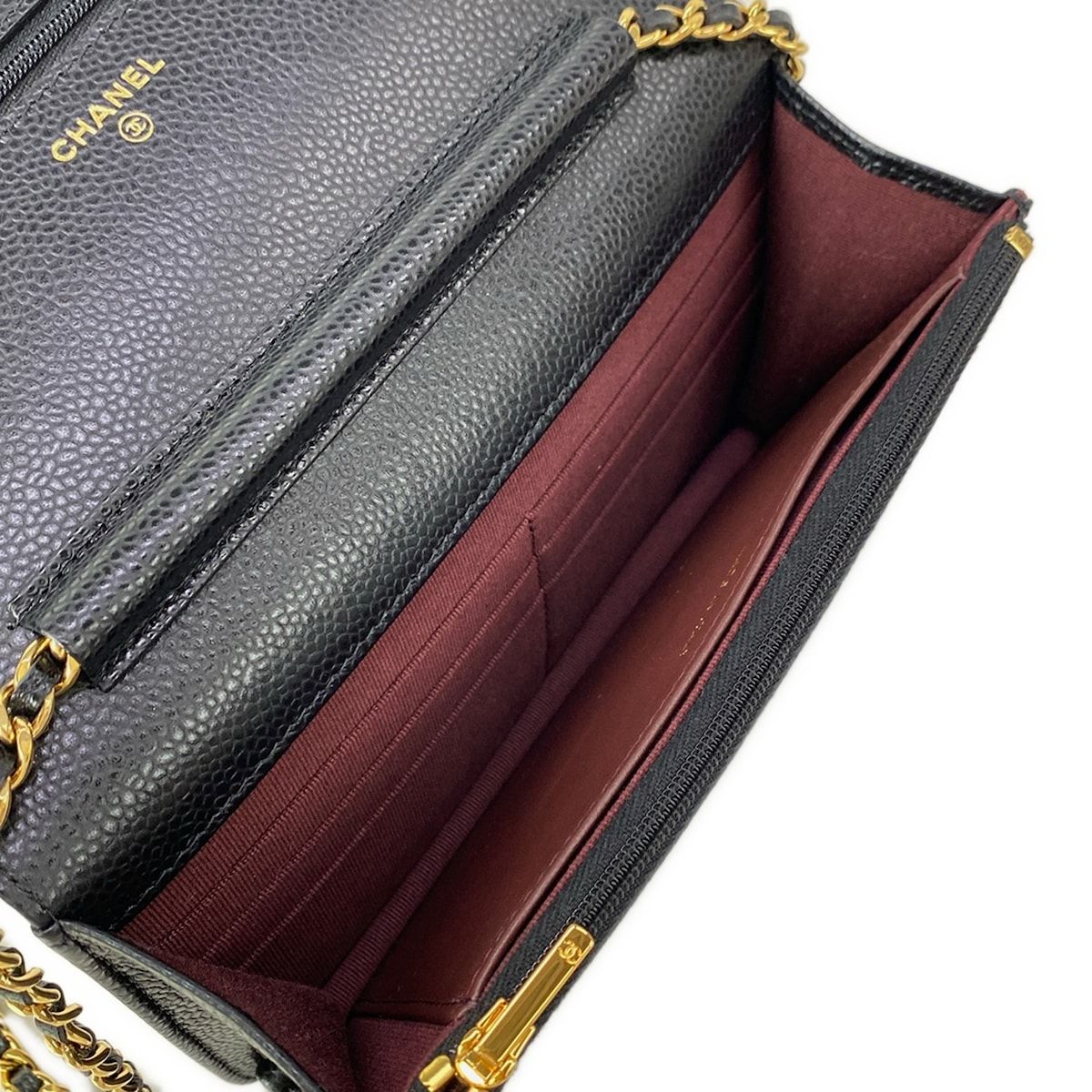 Chanel Wallet Quilted Black Chain Gold Metal — view 4