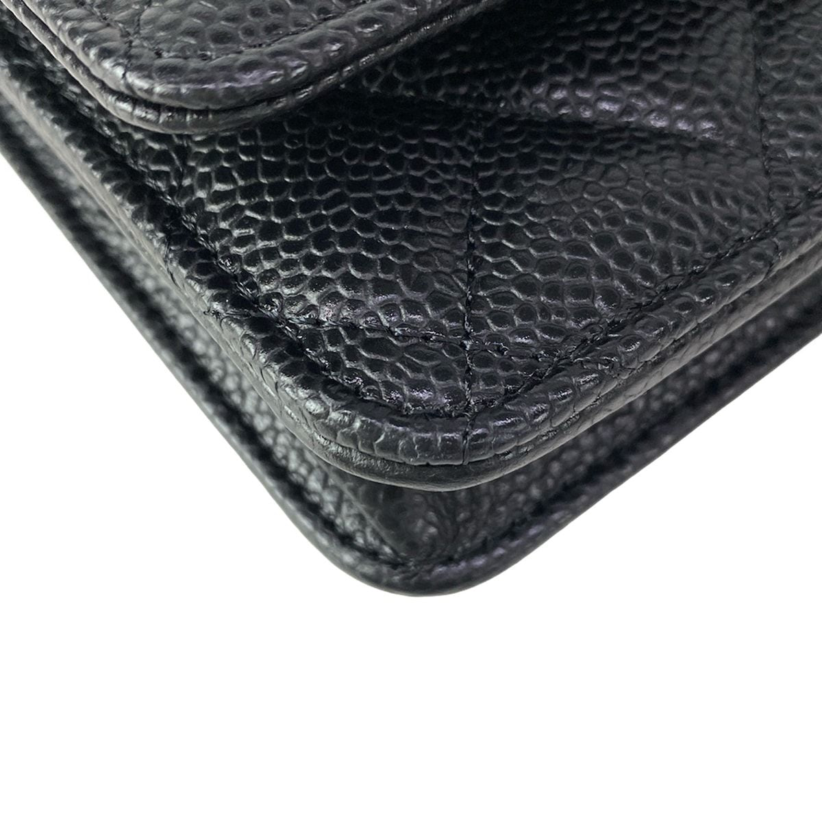 Chanel Wallet Quilted Black Chain Gold Metal — view 7