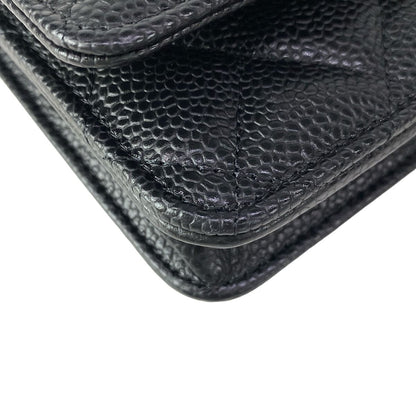 Chanel Wallet Quilted Black Chain Gold Metal — view 7