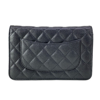Chanel Wallet Quilted Black Chain Gold Metal — view 2